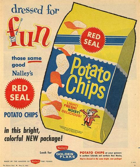 Nalleys Red Seal Potato Chips Advertisement From 1962