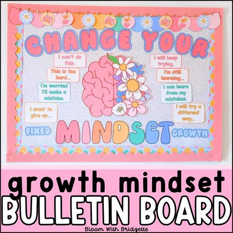 Change Your Mindset Bulletin Board, Growth Mindset, Pastel Classroom