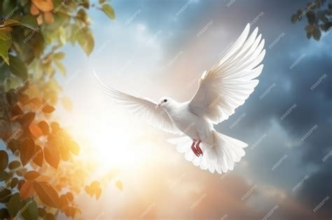 Premium AI Image | white dove on flight International Day of Peace