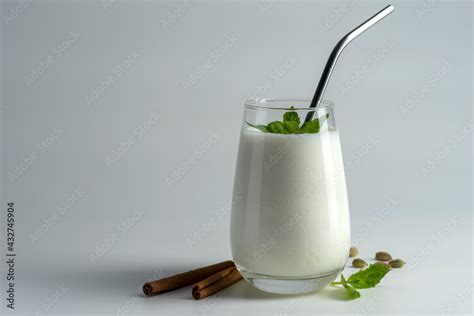 Lassi Lassie Indian Yogurt Drink With Spice On White Background