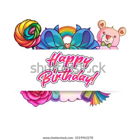 Cute Cartoon Happy Birthday Banner Vector Stock Vector (Royalty Free) 1019963278 | Shutterstock