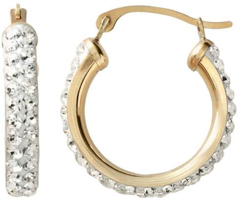 Gold N Ice 14k Gold Crystal Hoop Earrings Made With Swarovski Crystals Crystal Hoop