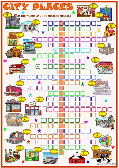 City Placescrossword Puzzle With Ke English Esl Worksheets Pdf And Doc