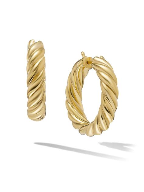 David Yurman Sculpted Cable Hoops Earrings In 18k Yellow Gold