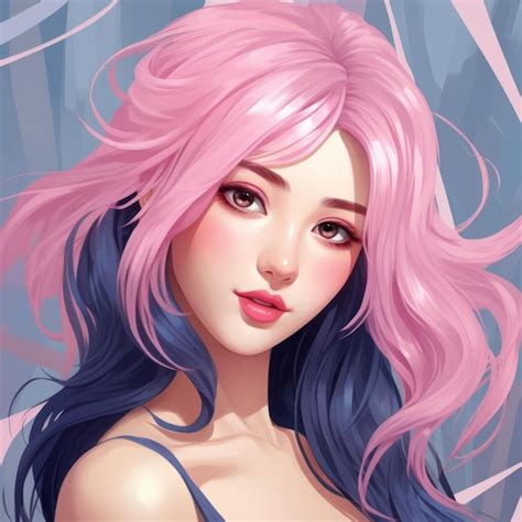 Premium AI Image | anime girl with pink hair and blue eyes