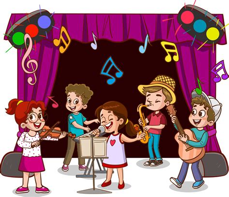 Desenho Animado Grupo Do Crian As Cantando E Dan Ando Dentro A Escola