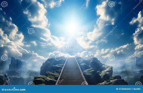 Divine Passage Stairway To Heaven And Gates Of Paradise Stock Illustration Illustration Of