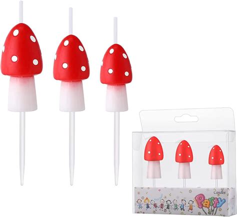 3 Pcs Birthday Candles Mushroom Candles Mushroom Cake