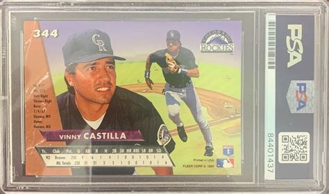 Vinny Castilla Auto Card 1993 Fleer Ultra RC Colorado Rockies PSA