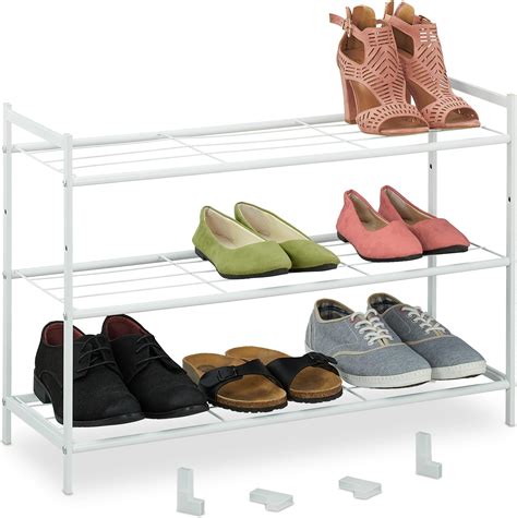 Relaxdays Meuble à chaussures en métal HxlxP 45 x 90 x 31 cm rangement