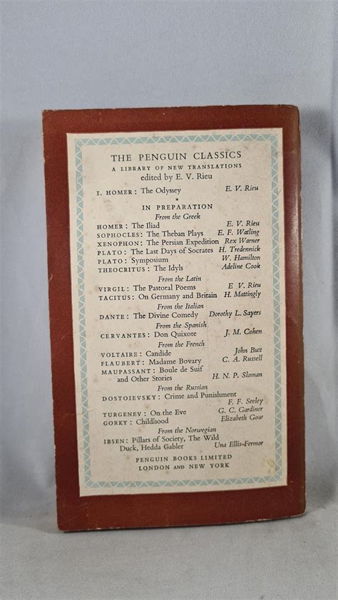 E V Rieu Homer The Odyssey Penguin Books 1946 Paperbacks Richard Dalby S Library