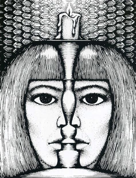 Two Faces Or One Face Ambiguous Illusion Optical Illusion Drawing