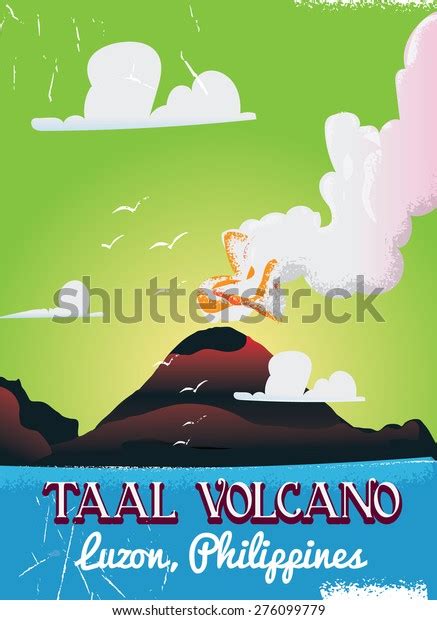 Taal Volcano Philippines Travel Poster Stock Illustration 276099779 ...