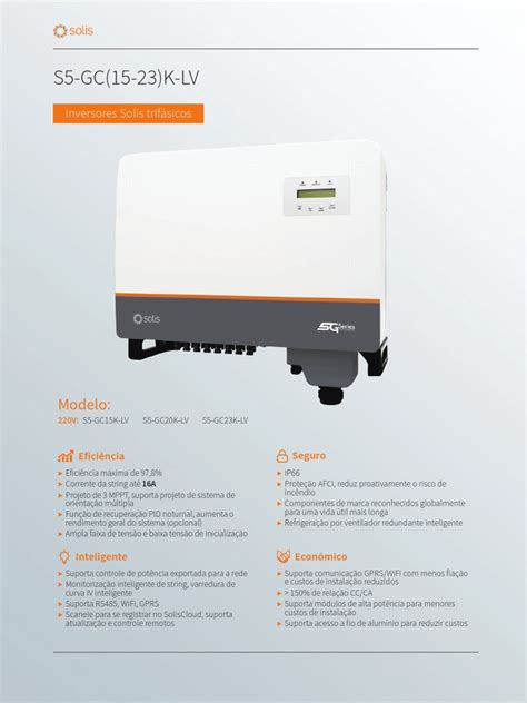 Inversor S5 Trifasico 3mppt 220v 20kw Belene Pdf Potência Física