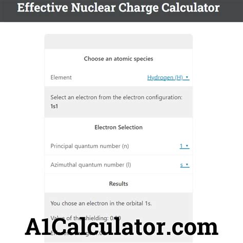 Effective Nuclear Charge Calculator Free - A1Calculator