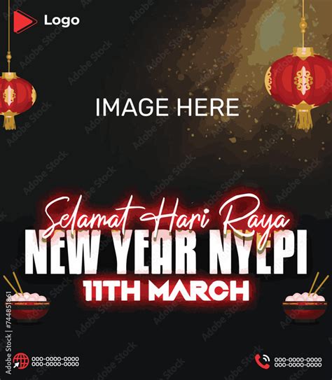 Flyer Concept For Selamat Hari Raya Nyepi With Social Media Banner Or