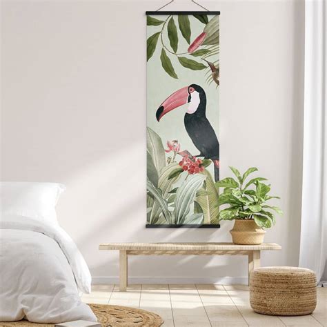 Affiche Textile Toucan Dans Une Jungle Paradisiaque Un Designs Wall