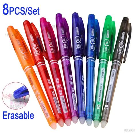 Delvtch Erasable Gel Pen 07mm 05mm Bullet Tip Blue Black Red Color