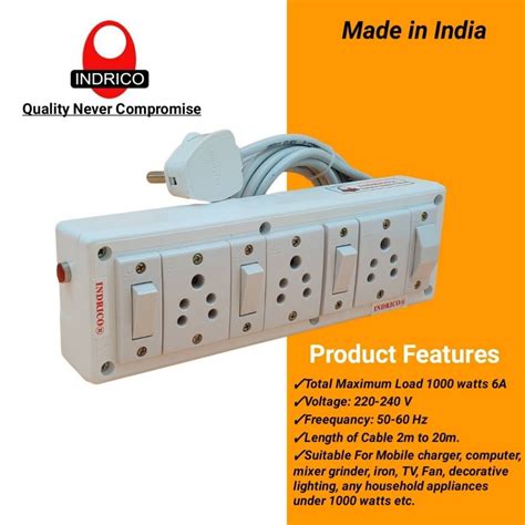 Indrico Electrical Power Junction Box With Individual Switches Sockets