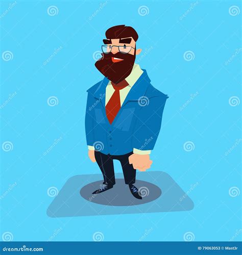 Bearded Business Man Cartoon Character Businessman Full Length Stock