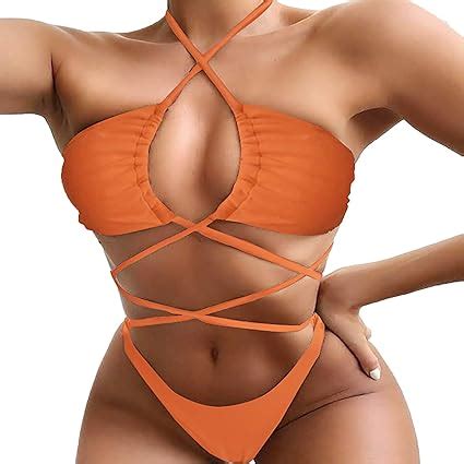 Conjunto De Bikini De 2 Piezas Con Tirantes Sexy Para Mujer Con Parte