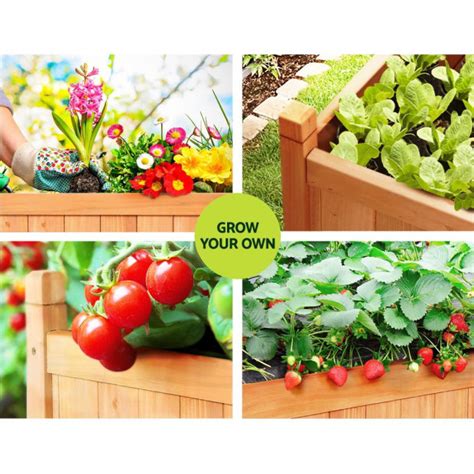 Garden Bed Raised Wooden Planter Outdoor Box Vegetables 90x30x33cm