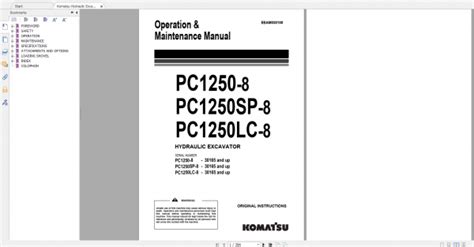 Komatsu Hydraulic Excavator Pc1250 8 Pc1250sp 8 Pc1250lc 8 Operation And Maintenance Manual