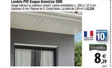 Promo Lambris Pvc Exapan Greenline 3000 Grosfillex Chez Tridôme