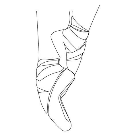 Premium Vector Line Drawing Ballerina Feet In Pointe Shoes Black And