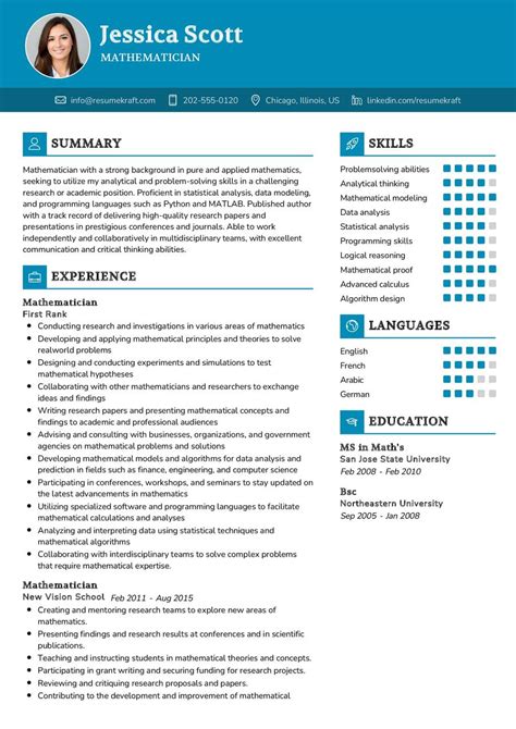 Mathematician Resume Sample In 2025 Resumekraft