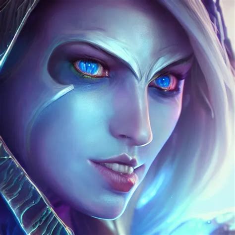 Hyperrealist Portrait Of Sylvanas Windrunner On A Blue Stable Diffusion