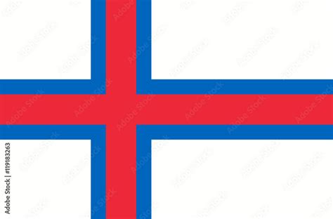 Vector Flat Style Faroe Islands State Flag Official Design Of Faroese