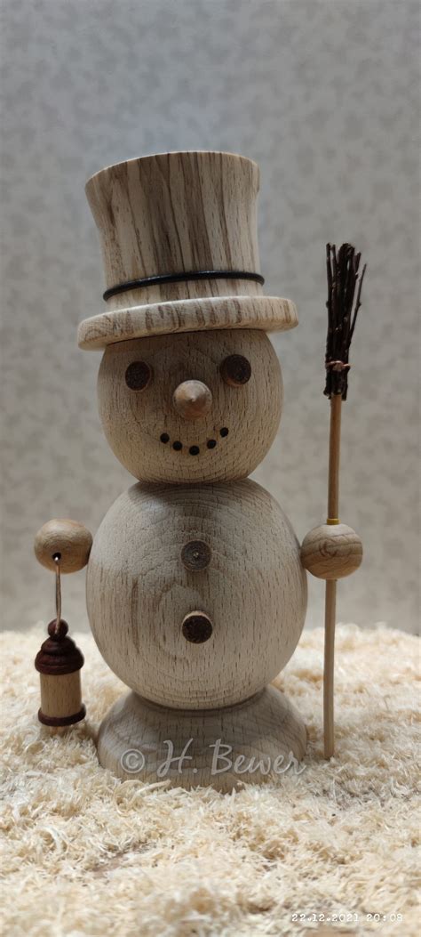 Schneemann Holz Drechseln Drechseln Drechseln Kunst