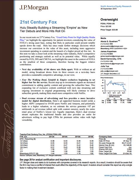 Equity Research Report Template