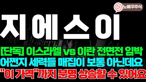 지에스이 주가전망 이스라엘 Vs 이란 전면전 임박 어쩐지 세력들 매집이 보통 아닌데요 이 가격까지 분명 상승할 수