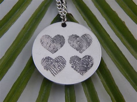 Custom Four Fingerprints Hearts Necklace Etsy Heart Necklace Etsy