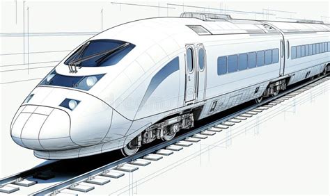 Photo of a Realistic Drawing of a Train on a Track Stock Illustration ...