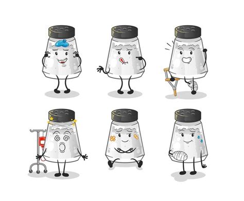 Premium Vector Salt Shaker Sick Group Character Cartoon Mascot Vector