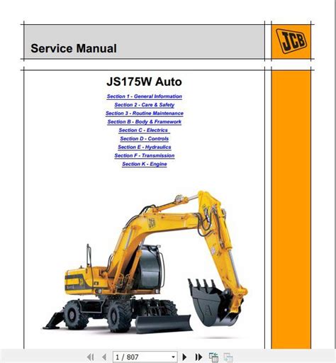 JCB Excavator JS157WXO Auto Sevice Manual