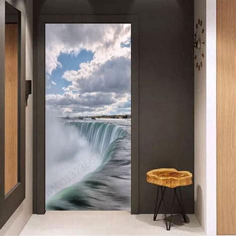 D Sea View Beach Door Stickers Home Decoration Pvc Wallpaper Bedroom