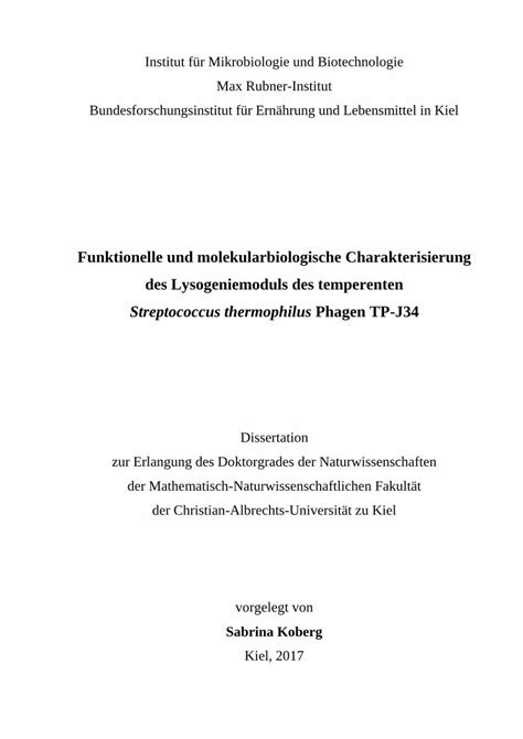 PDF Funktionelle Und Molekularbiologische Charakterisierung Des