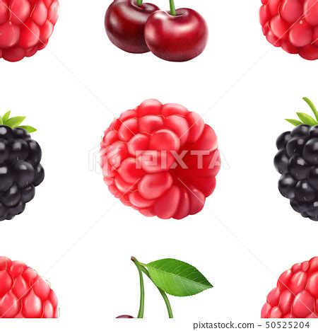 Blackberry Cherry And Raspberry Seamless Stock Illustration