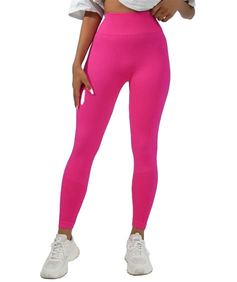 Womens Activewear Sports Leggings Solid Leggings Hot Pink M