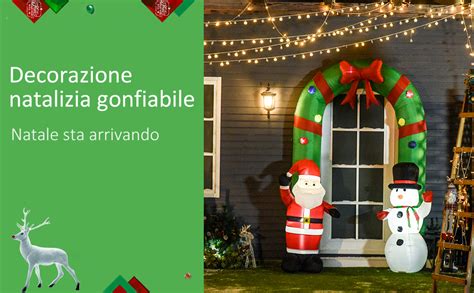 Homcom Cm Arco Gonfiabile Gigante Con Luci A Led Babbo Natale E