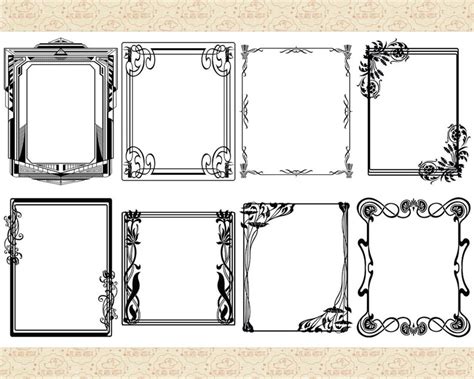 Art Deco Nouveau Frames Ai Eps Vector And Png Files No Svg Etsy