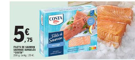 Promo Filets De Saumon Sauvage Surgelés costa chez E Leclerc