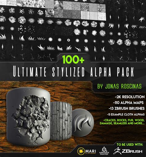 ArtStation - 100+ Ultimate Stylized Alpha Pack by J Roscinas | Brushes
