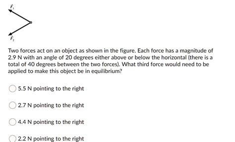 Solved Two Forces Act On An Object As Shown In The Figure Each Force