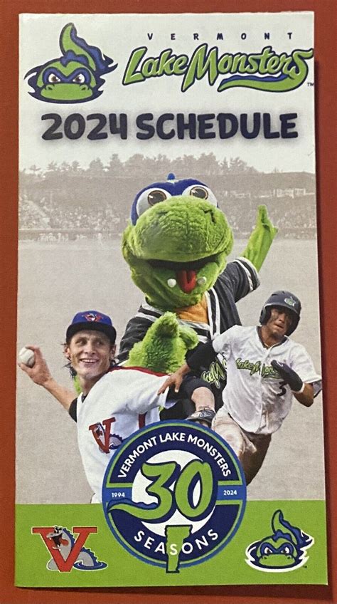 Vermont Lake Monsters Schedule Minor Baseball Sked Not Ebay