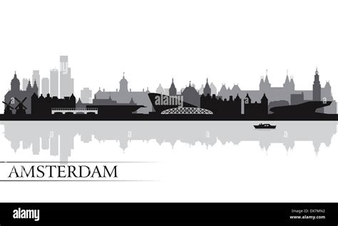 Amsterdam City Skyline Silhouette Background Stock Photo Alamy